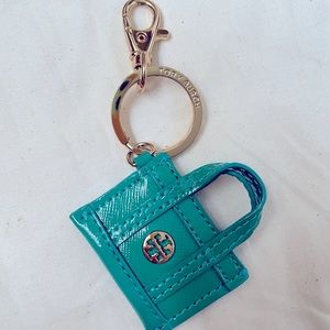 Authentic Tory Burch Turquoise Tote Keychain